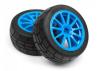 HPI WR8 Gymkhana Tyres Pre Mounted on Speedline Corse Turini Cyan Wheels - 1 Pair