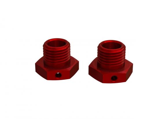 Aluminium Wheel Hex 17mm 14.6mm Thick Red (2)