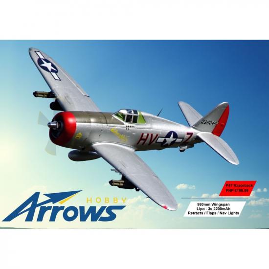 Arrows Hobby P-47 Thunderbolt PNP with Retracts (980mm)
