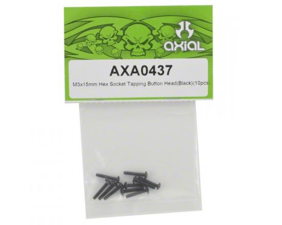 Axial M3x15mm Hex Socket Tapping Button Head (Black) (10)