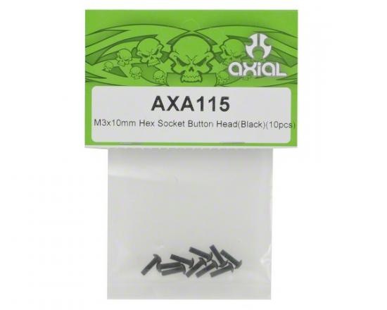 Axial M3x10mm Hex Socket Button Head (Black) (10)