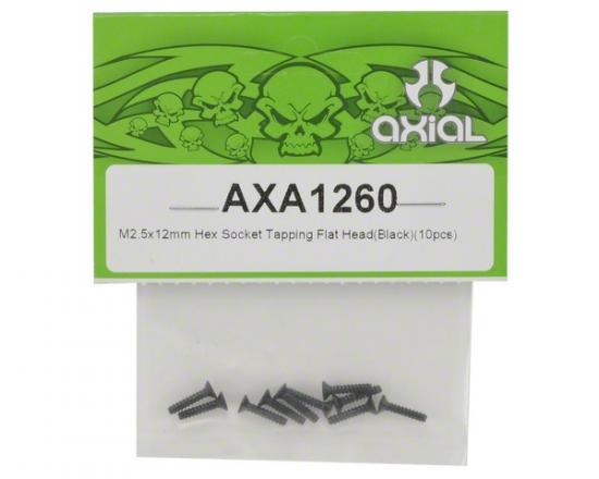 Axial M2.5x12mm Hex Socket Tapping Flat Head (Black) (10)