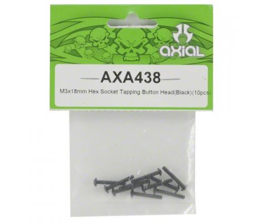 Axial M3x18mm Hex Socket Tapping Button Head (Black) (10)