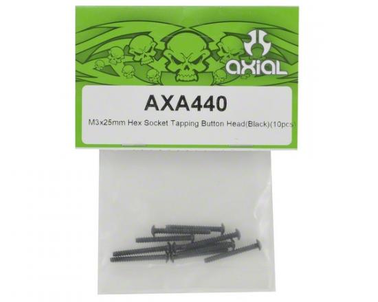 Axial M3x25mm Hex Socket Tapping Button Head (Black) (10)