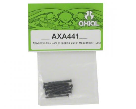 Axial M3x30mm Hex Socket Tapping Button Head (Black) (10)