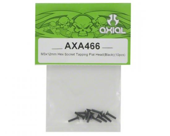 Axial M3x12mm Hex Socket Tapping Flat Head (Black) (10)