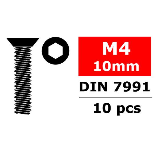 Corally Steel Screws M4 X 10mm Hex Flat Head 10 Pcs