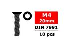 Corally Steel Screws M4 X 20mm Hex Flat Head 10 Pcs