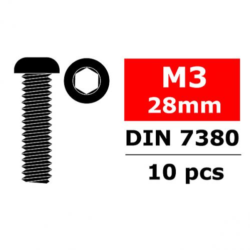 Corally Hex Button Head Screw M3X28 Steel 10 Pcs