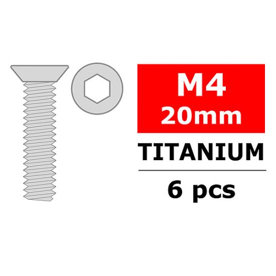 Corally Titanium Screws M4 X 20mm Hex Flat Head 6 PC