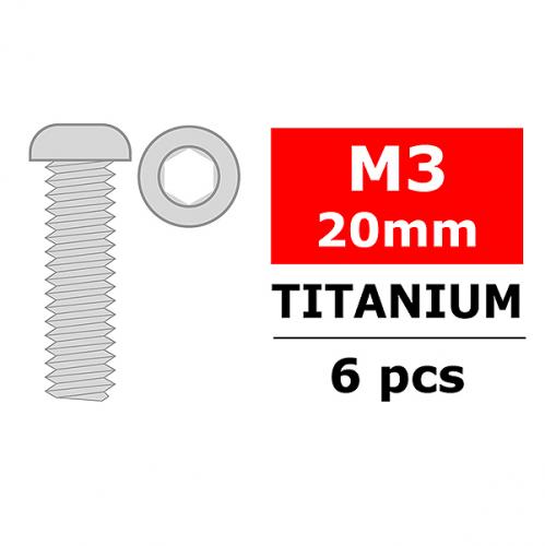 Corally Titanium Screws M3 X 20mm Hex Button Head 6