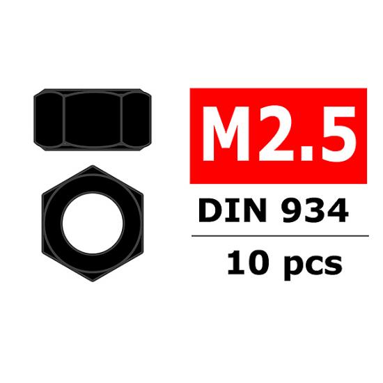 Corally Steel Nut M2 - 5 Black Coated 10 Pcs
