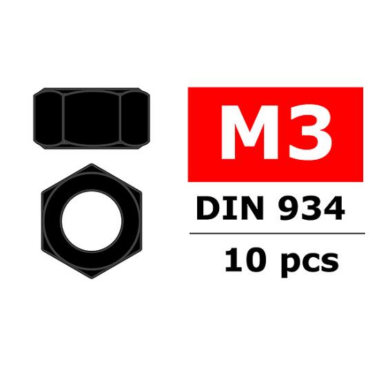 Corally Steel Nut M3 Black Coated 10 Pcs
