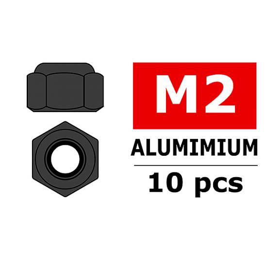 Corally Aluminium Nylsto P Nut M2 Gun Metal 10 Pcs