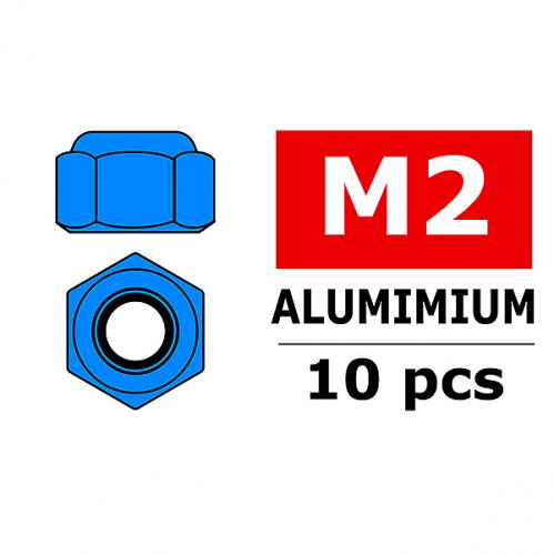 Corally Aluminium Nylstop Nut M2 Blue 10 Pcs
