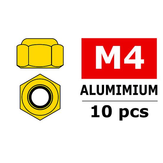 Corally Aluminium Nylstop Nut M4 Gold 10 Pcs