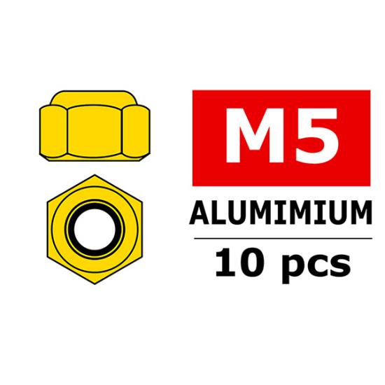 Corally Aluminium Nylstop Nut M5 Gold 10 Pcs