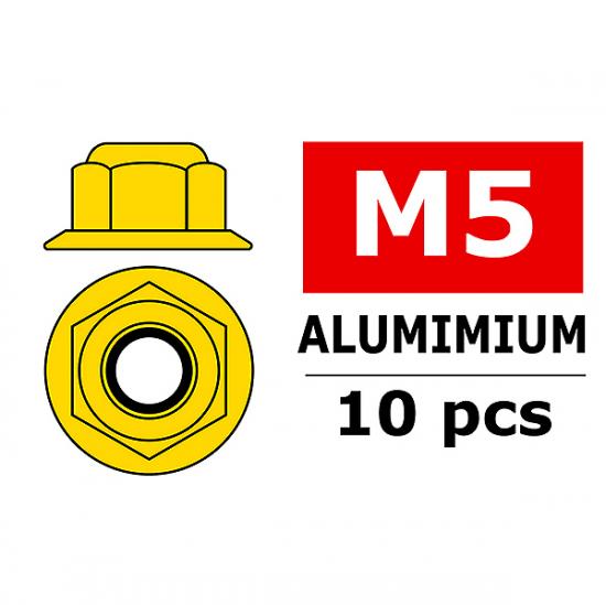 Corally Aluminium Nylsto P Nut M5 Flanged Gold 10 P