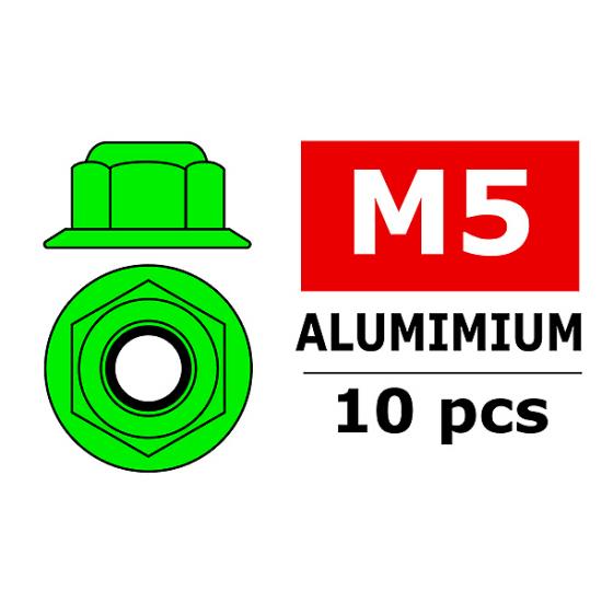 Corally Aluminium Nylsto P Nut M5 Flanged Green 10