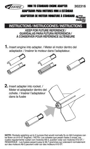 Mini to Standard Engine Adapter ** CLEARANCE **