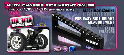Hudy Chassis Ride Height Gauge - 17mm - 30mm for 1:8 + 1:10 Off Road
