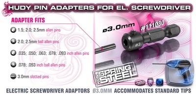 Hudy Pin Adapter 3.0mm For El. Screwdriver
