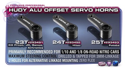Hudy Aluminium Servo Horn - Ko Propo, Jr, Sanwa, Airtronics - Offset - 23T