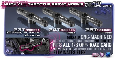 Hudy Aluminium Throttle Servo Horn 1:8 Off-Road Ko Propo, Jr, Sanwa, Airtronics - 23T