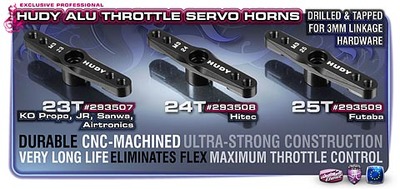 Hudy Aluminium Throttle Servo Horn 1:8 Off-Road Ko Propo/JR - 23T (M3 Thread)