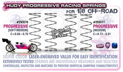 Hudy Off-Road Spring Set Progressive Soft-Medium, Id 20.1mm, L=69mm (2)