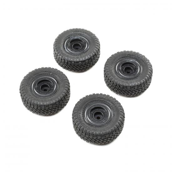 F/R PrmntTire - Black(4): 1/24 Barrage: RTR