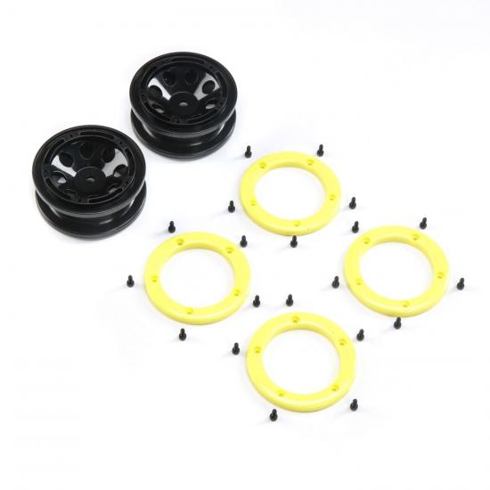 FR/RR Wheel with Beadlock - Black/Yellow: Temper G2