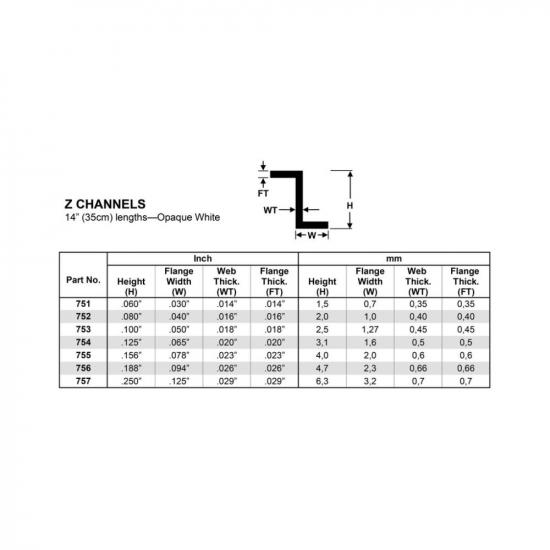 Evergreen [6-751] 14 Z-Channel .060 (100 per pack)