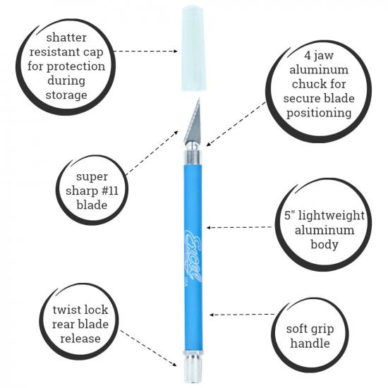 Excel K18 Grip-On Knife with Safety Cap, Blue (Carded)