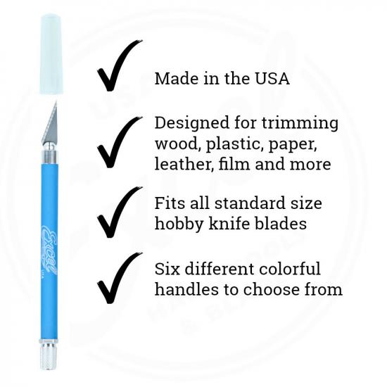 Excel K18 Grip-On Knife with Safety Cap, Blue (Carded)