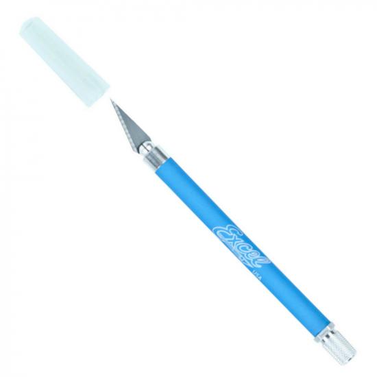 Excel K18 Grip-On Knife with Safety Cap, Blue (Carded)