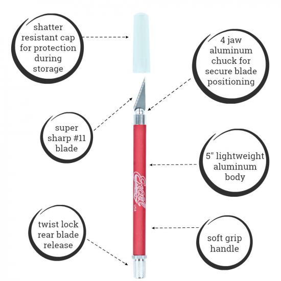 Excel K18 Grip-On Knife with Safety Cap, Red (Carded)