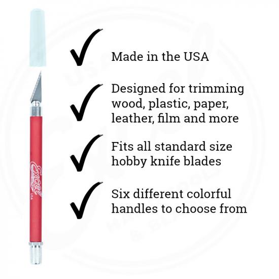 Excel K18 Grip-On Knife with Safety Cap, Red (Carded)