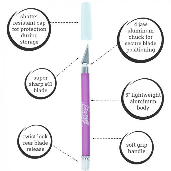 Excel K18 Grip-On Knife with Safety Cap, Purple (Carded)