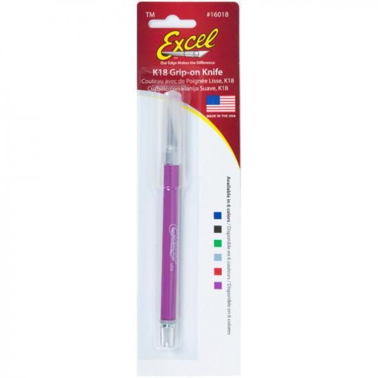 Excel K18 Grip-On Knife with Safety Cap, Purple (Carded)