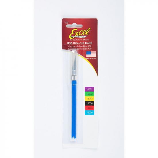 Excel K30 Light Duty Rite-Cut Knife with Safety Cap, Blue(Carded)