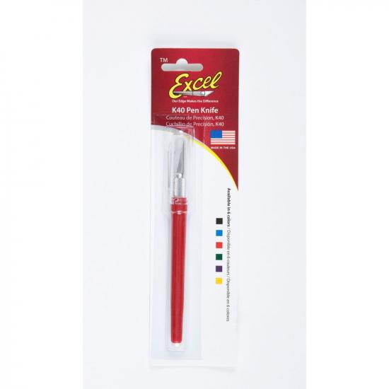 Excel K40 Pocket Clip-on Knife with TwiST-off Cap, Red (Carded)