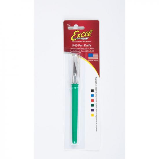Excel K40 Pocket Clip-on Knife with TwiST-off Cap, Green (Carded)