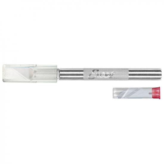 Excel K2 Knife, Medium Duty Round Aluminium with Safety Cap, 5x Assorted Blades (Carded)