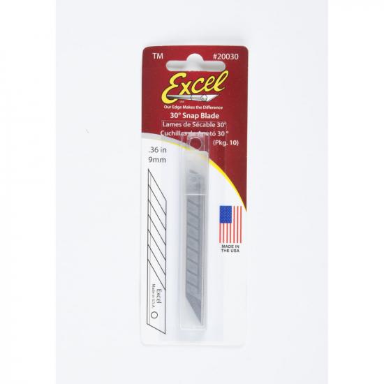 Excel 9mm, 7pt 30deg Snap Blade (10) (Carded)