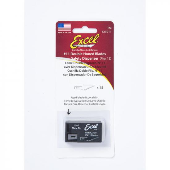 Excel #11 Double Honed Blade with Dispenser, Shank 0.25 (0.58 cm) (15pcs) (Carded)