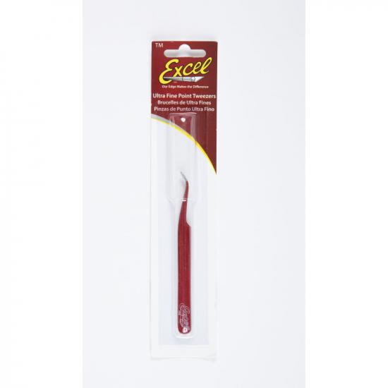 Excel EXL30426 Excel Slant Point Fine Point Tweezers, Red (Carded