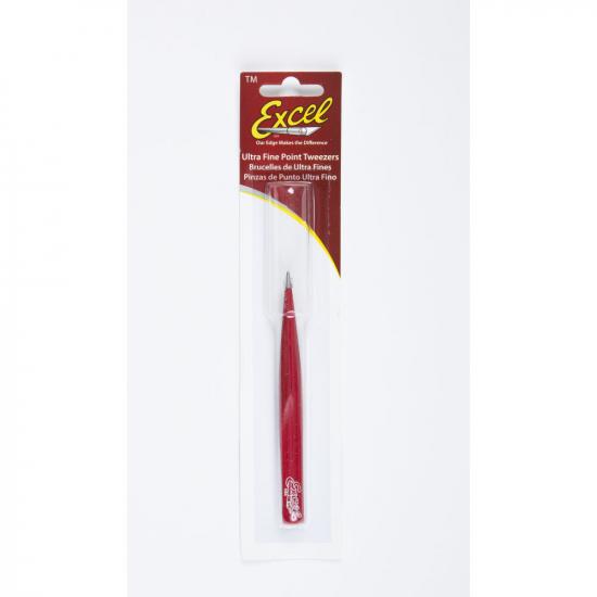Excel EXL30428 Excel Hollow Handle Fine Point Tweezers, Red (Carded