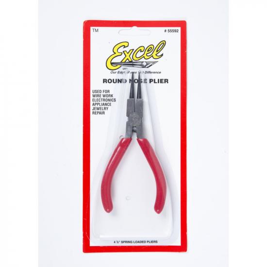 Excel 5in Spring Loaded Soft Grip Plier, Round Nose (Carded)