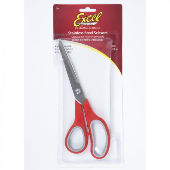 Excel 8in Stainless Steel Scissors, Soft Grip (Carded)